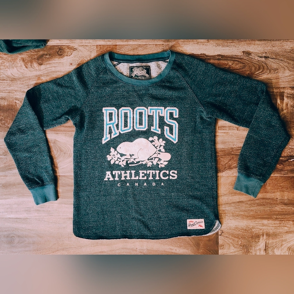 Roots Green Long Sleeve Tee Classic Crew
